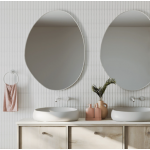 Pebble Matte White Asymmetrical Framed Mirror, 700 x 920mm